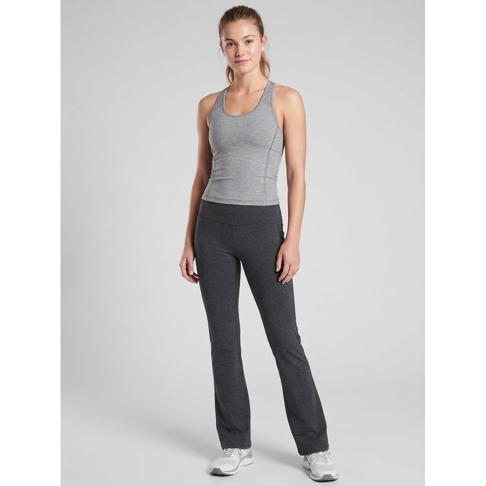 Athleta Chaturanga Bootcut Yoga Pants Charcoal Gray Heather Back Pockets Size XS